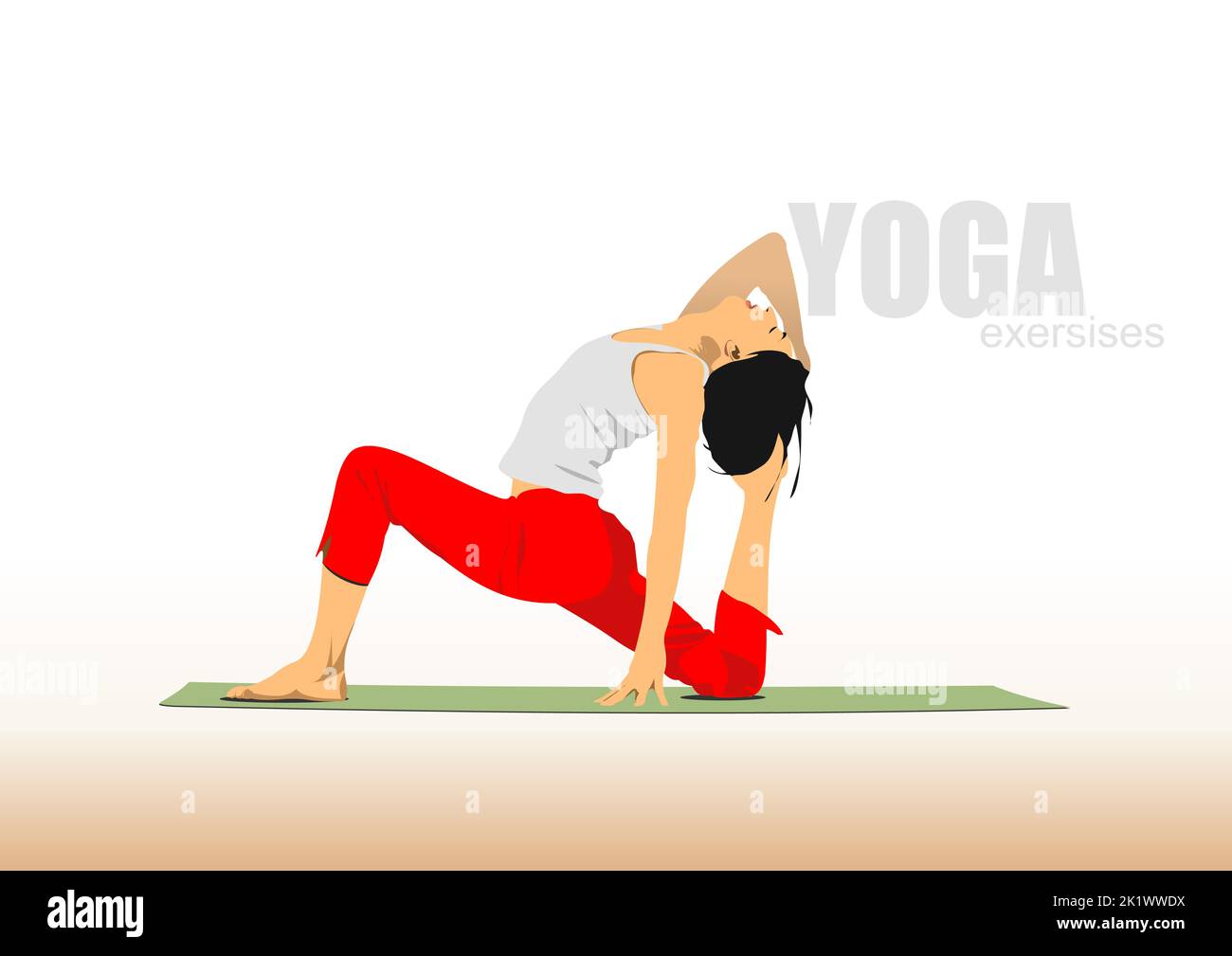 Woman practicing Yoga exercises. Vector 3d Illustration Stock Vector