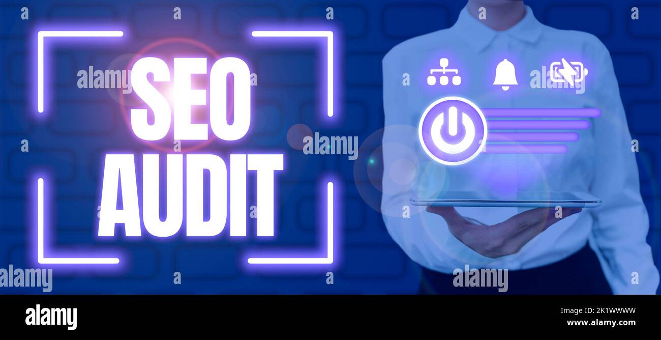 Writing displaying text Seo Audit. Internet Concept Search Engine Optimization validating and verifying process Stock Photo