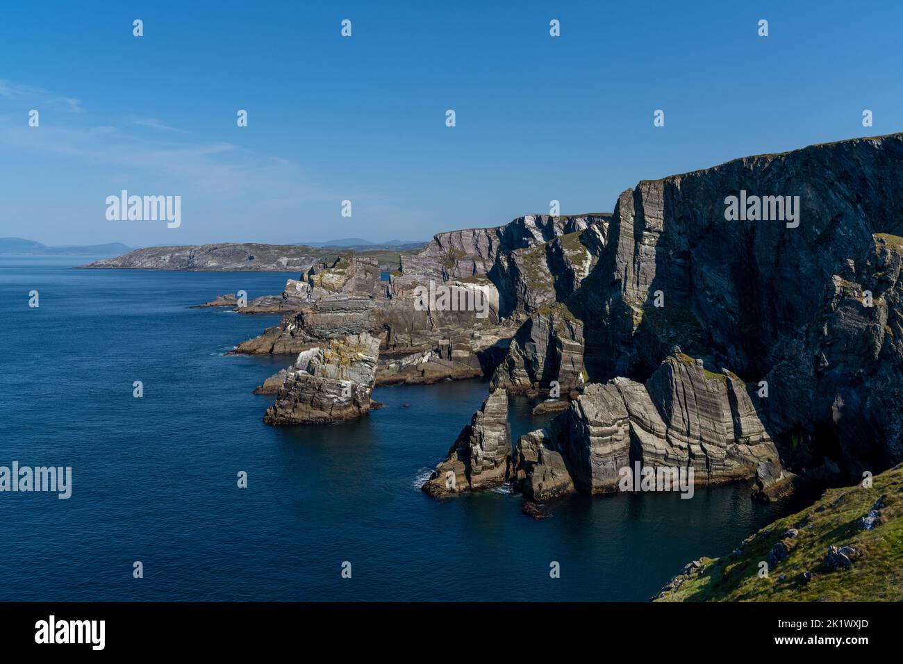 landscape view of the cliffs and coast of the Mizen Peninsula in western Ireland Stock Photo