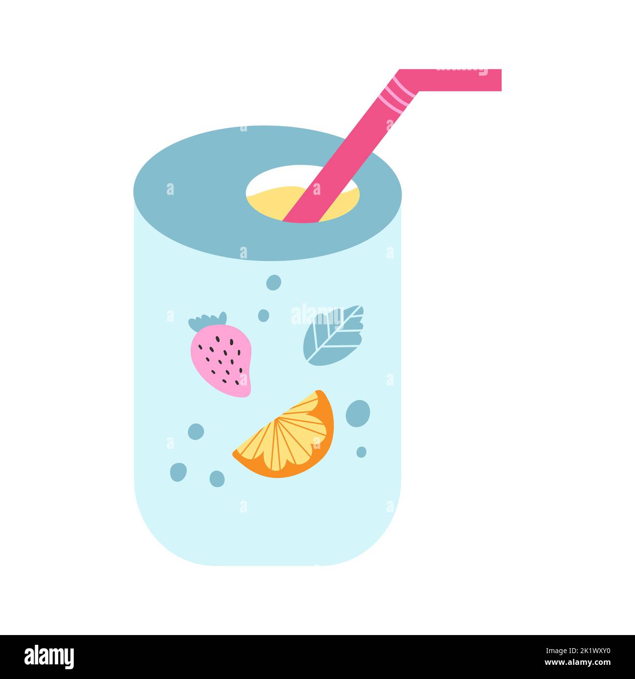 Retro carbonated drink, canned soda in cartoon flat style. Vector