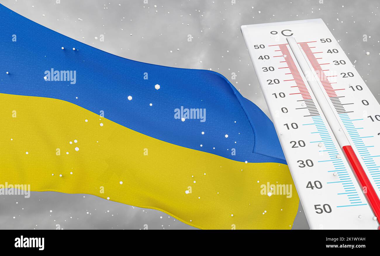 Winter in Ukraine with severe cold, negative temperature, Cold season
