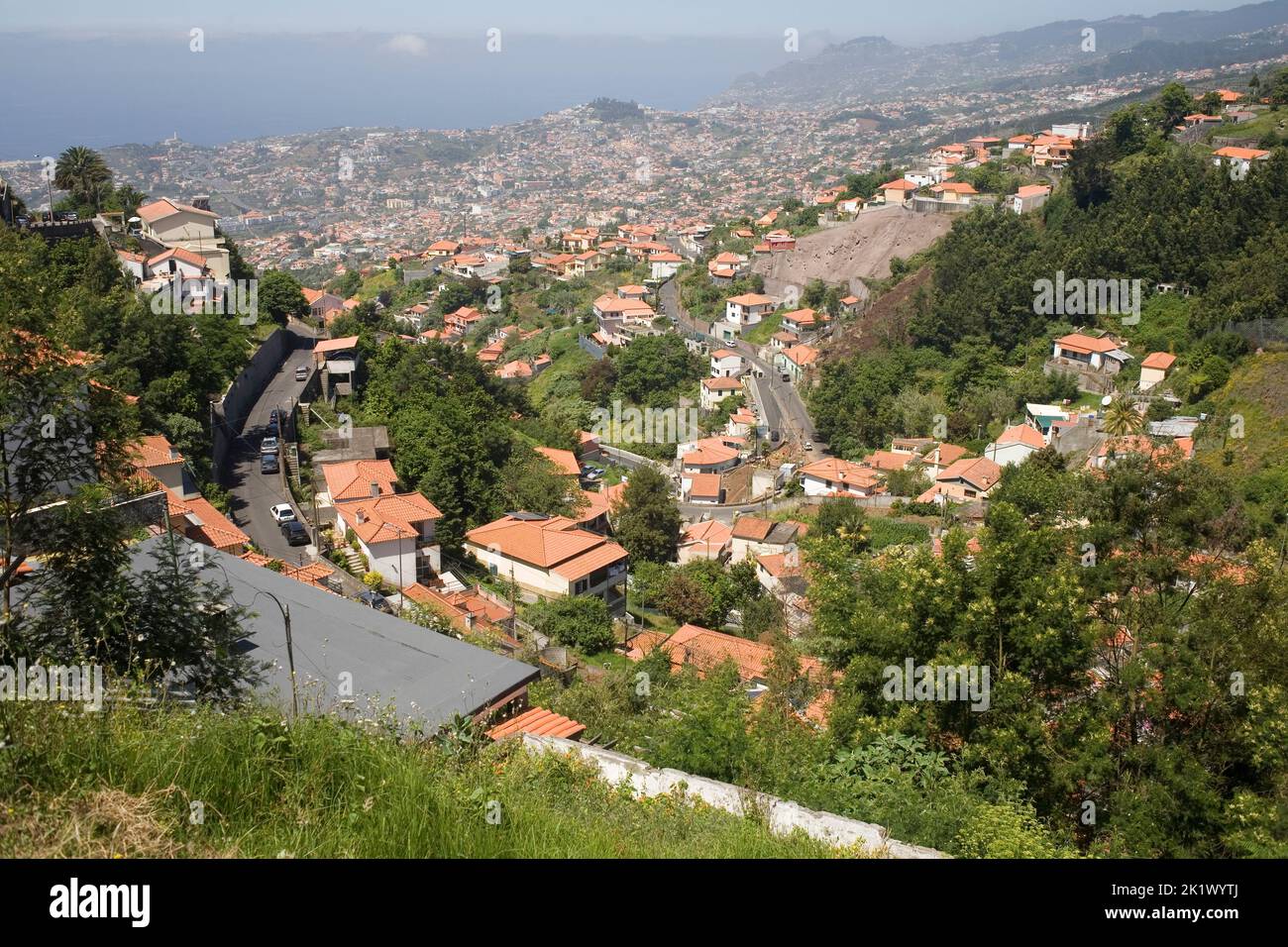 View from the ER103 road of the Northern and Western outskirts of Funchal in Madeira Stock Photo