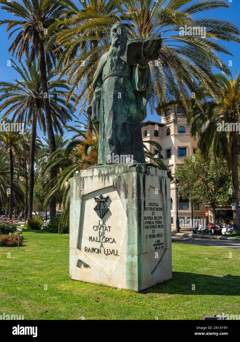 PALMA DE MAJORCA, SPAIN - MAY 23, 2018:   Statue of Philosopher Ramon Lull Stock Photo
