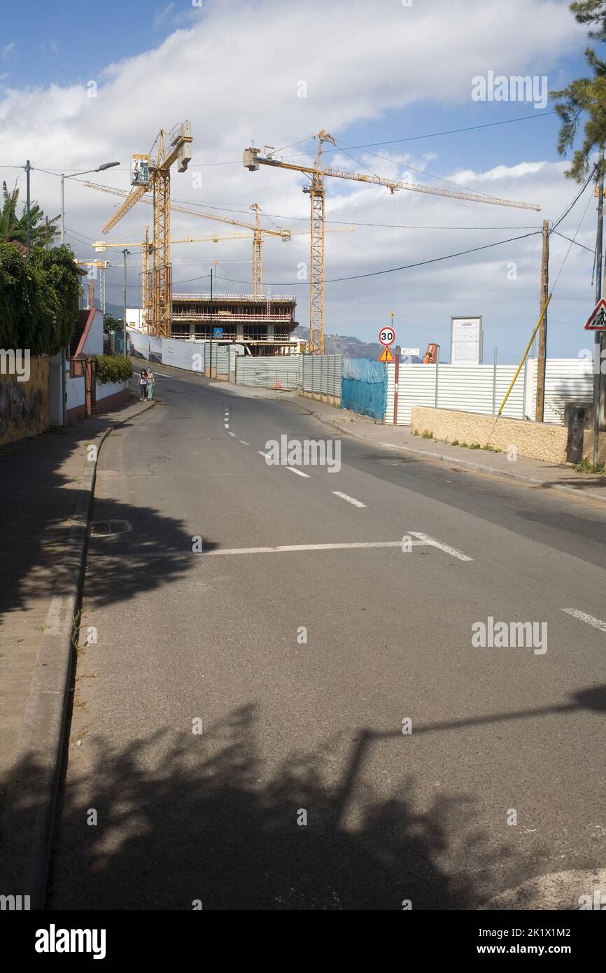 builidng construction work in Sao Martinho district of Funchal Madeira Stock Photo