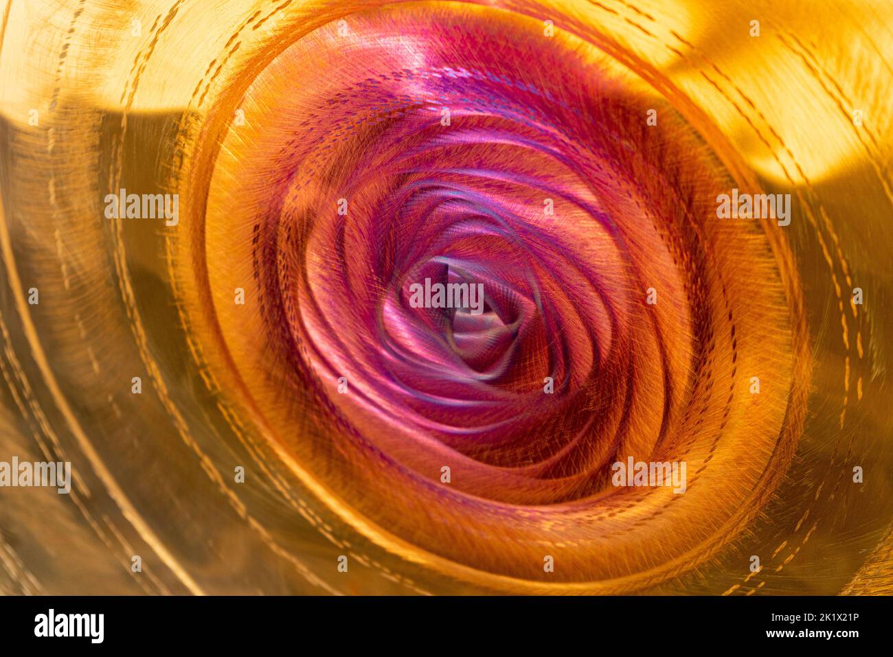 Full frame abstract detail shot of a colorful metallic gong Stock Photo