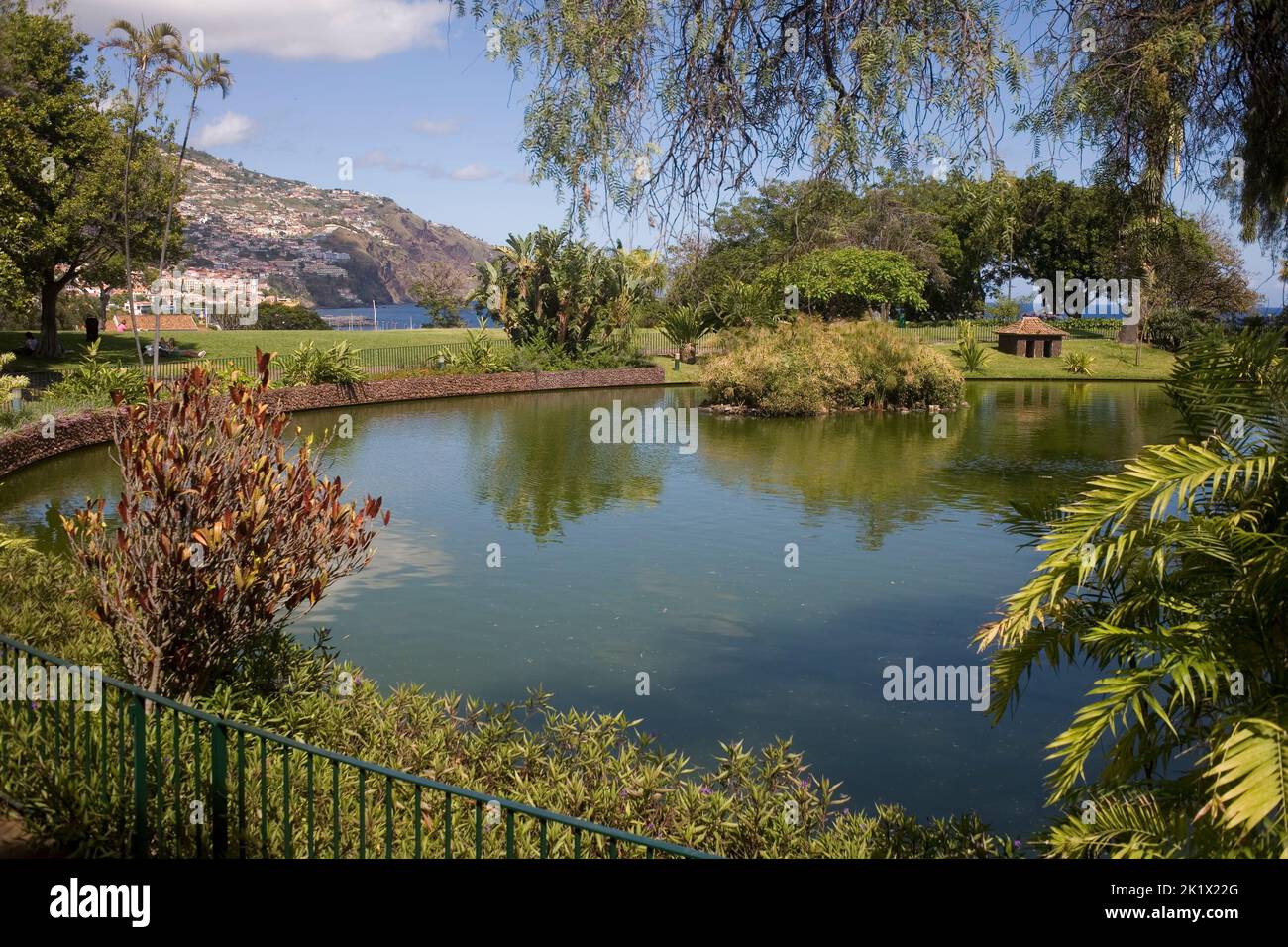 the pond in the casino gardens in Funchal Madeira Stock Photo