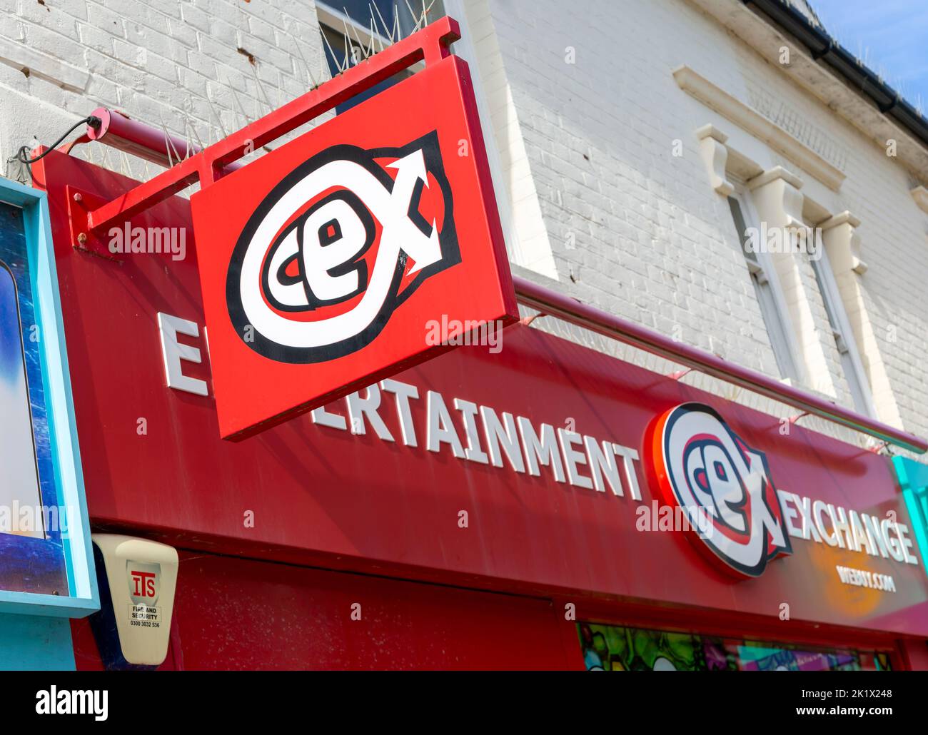 CEX Ltd Entertainment Exchange sign shopfront, Felixstowe, Suffolk,  England, UK Stock Photo