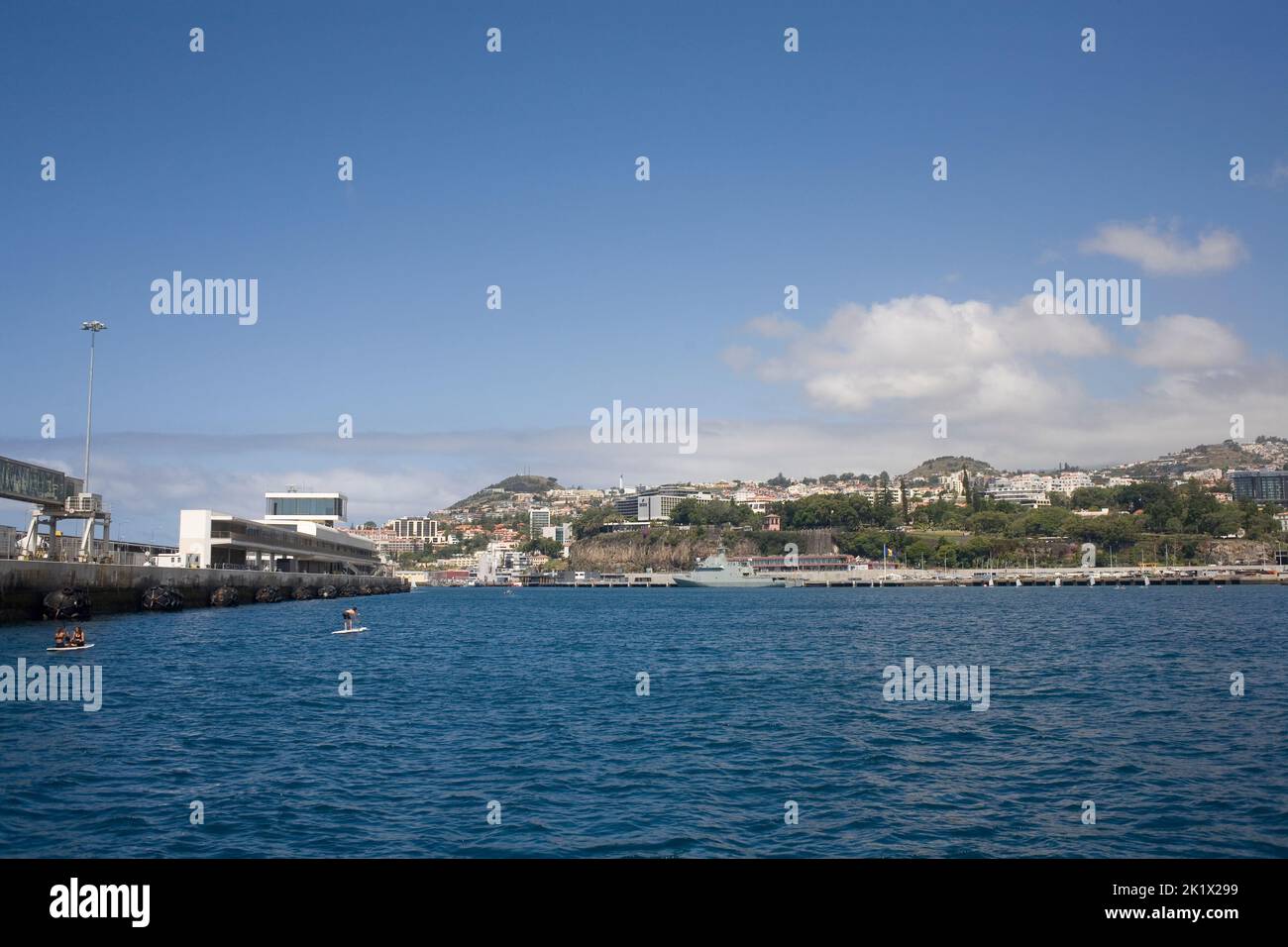 harbour and the city of Funchal Madeira on a summer Saturday morning Stock Photo
