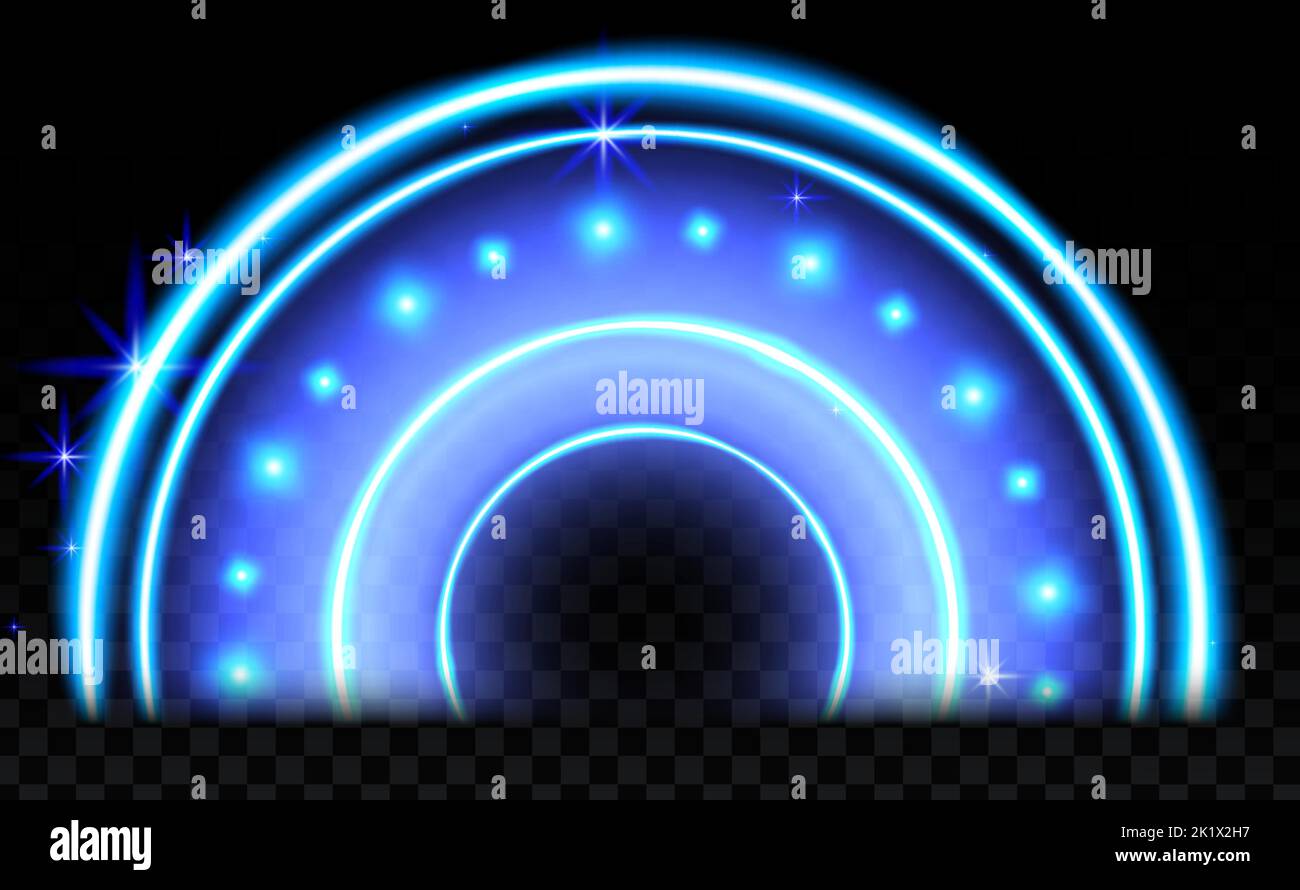 Blue magic arc. Abstract magic light effect. Luminous neon arch lines