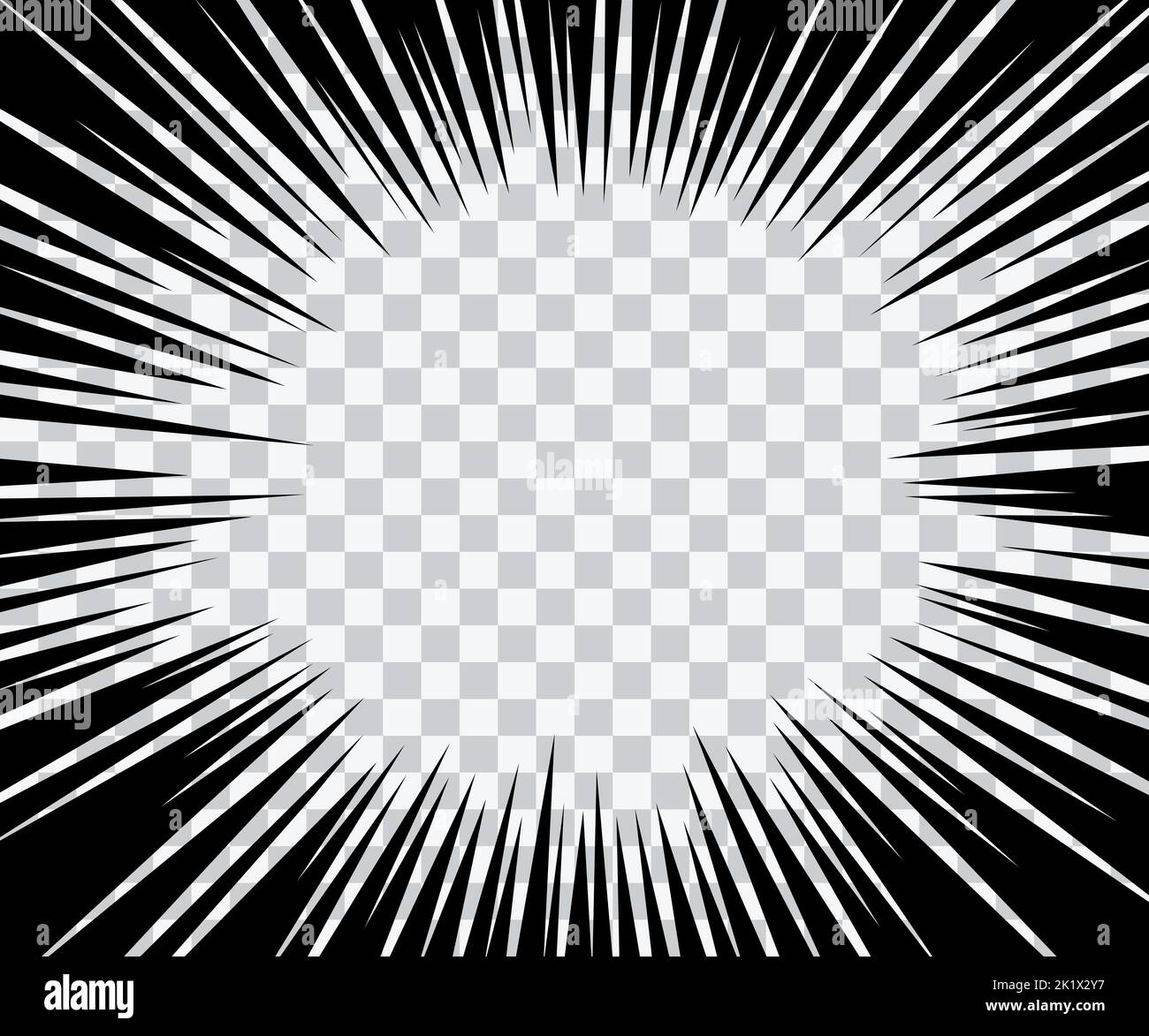 Manga speed burst frame. Radial anime speed lines. Crash zoom effect