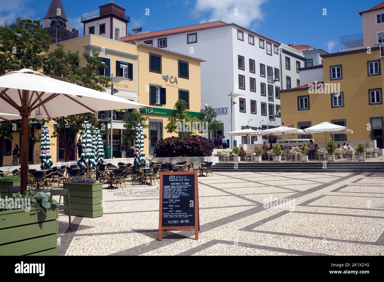 square with Rua da Sabao on its Western side in central Funchal Madeira Stock Photo