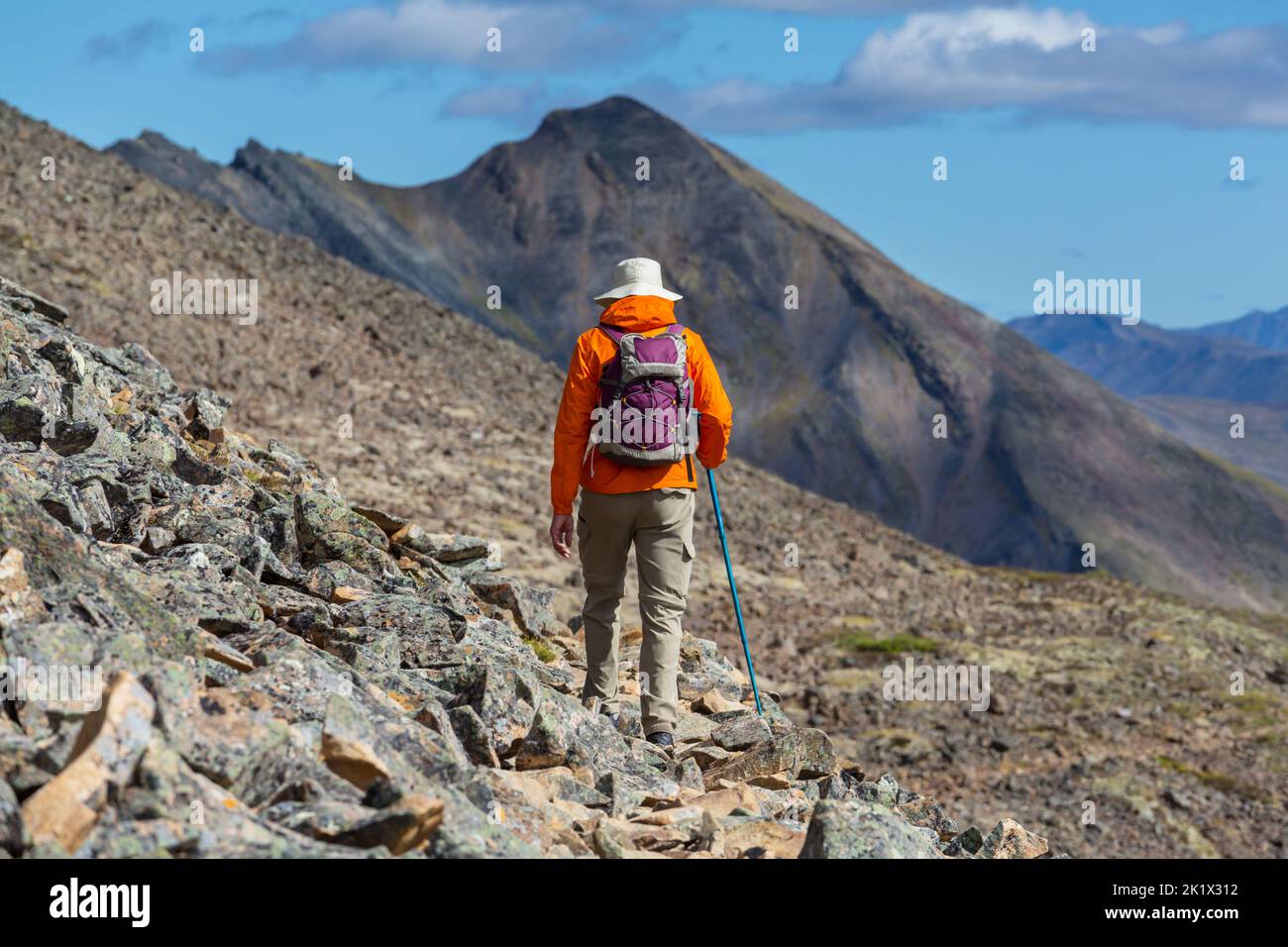 Hike in the polar tundra Stock Photo