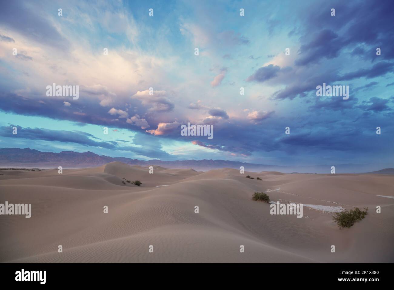 Sand dunes in California, USA. Beautiful nature landscapes travel sunrise background Stock Photo