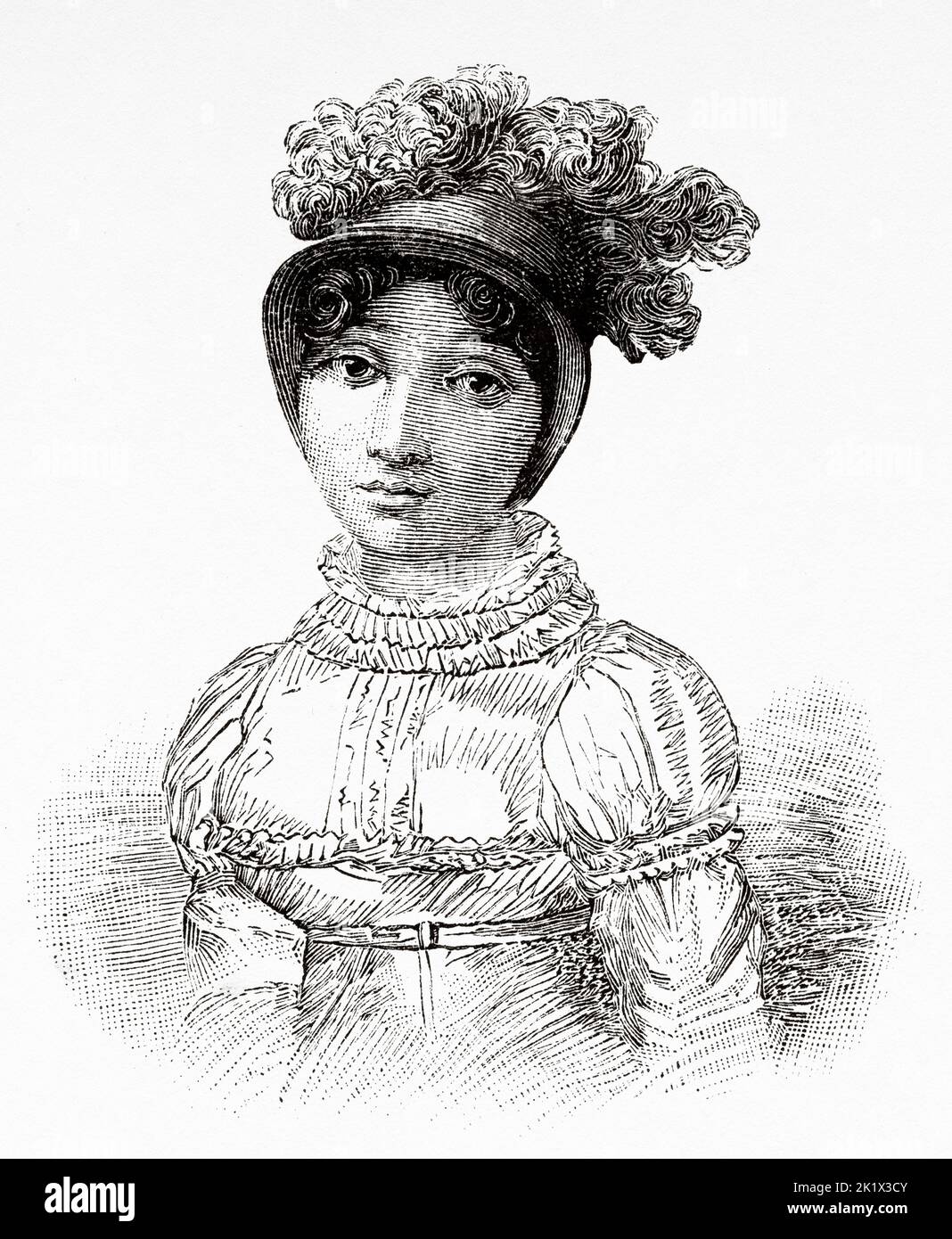 Madame Blanchard. Sophie Blanchard (1778-1819) was a French aeronaut and the wife of ballooning pioneer Jean-Pierre Blanchard. Blanchard was the first woman to work as a professional balloonist, France. Old 19th century engraved illustration from La Nature 1890 Stock Photo