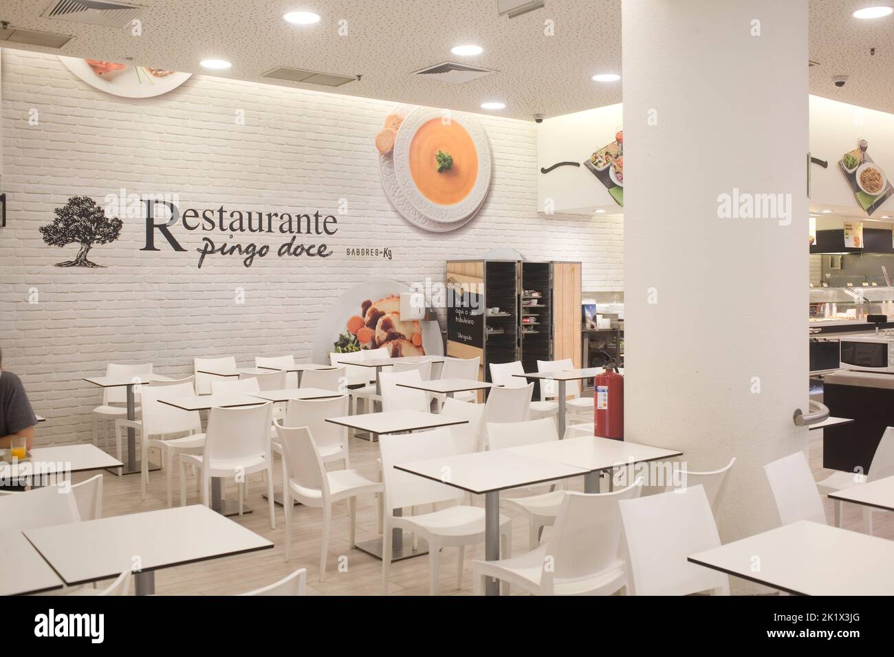 restaurant area of Pingo Doce store in La Vie shopping centre Funchal Madeira Stock Photo