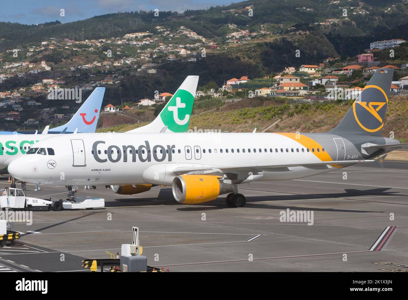 Condor Airbus A320 and other aircraft at Funchal airport Stock Photo