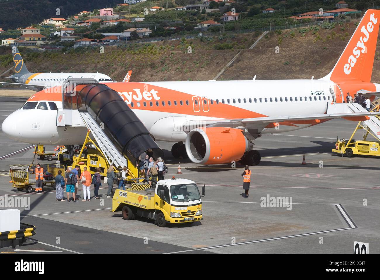 Easyjet A320 G-UHZT on ground at Funchal international airport Stock Photo