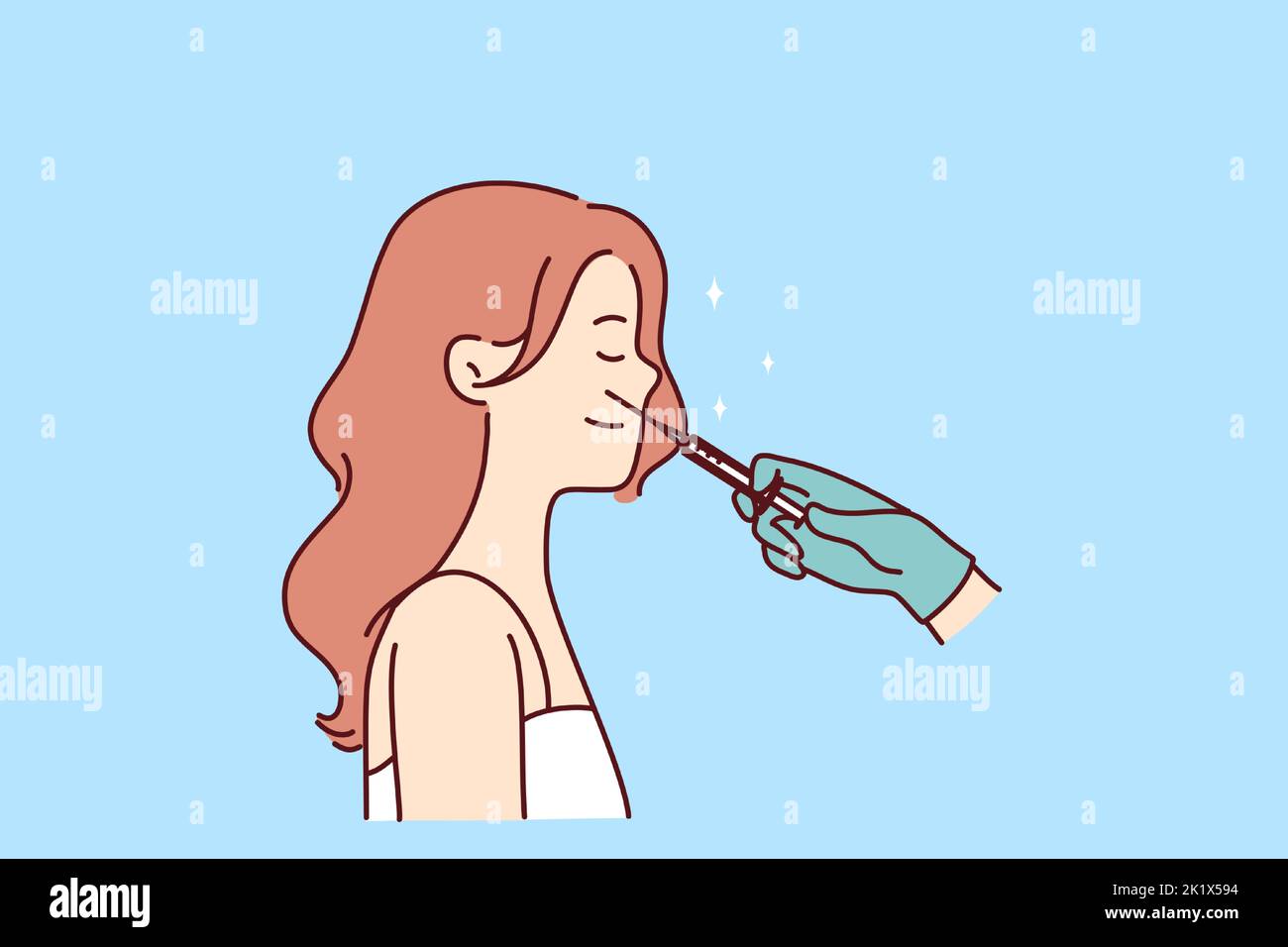 Beautician doctor with syringe make injection to woman face in salon ...