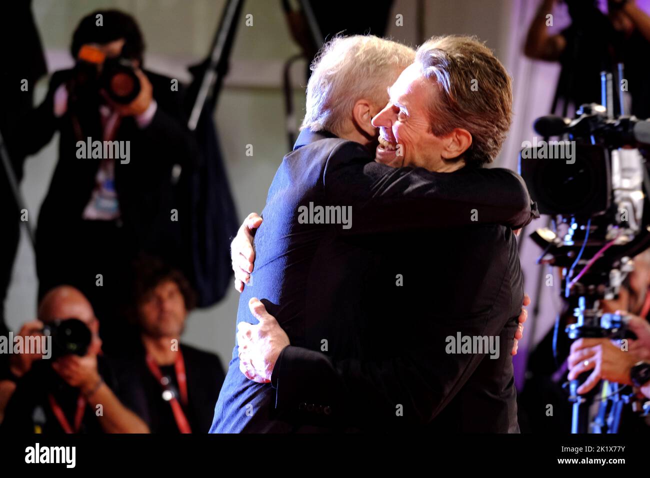 Actor Christoph Waltz and actor Willem Dafoe at 79th International Film Festival Stock Photo