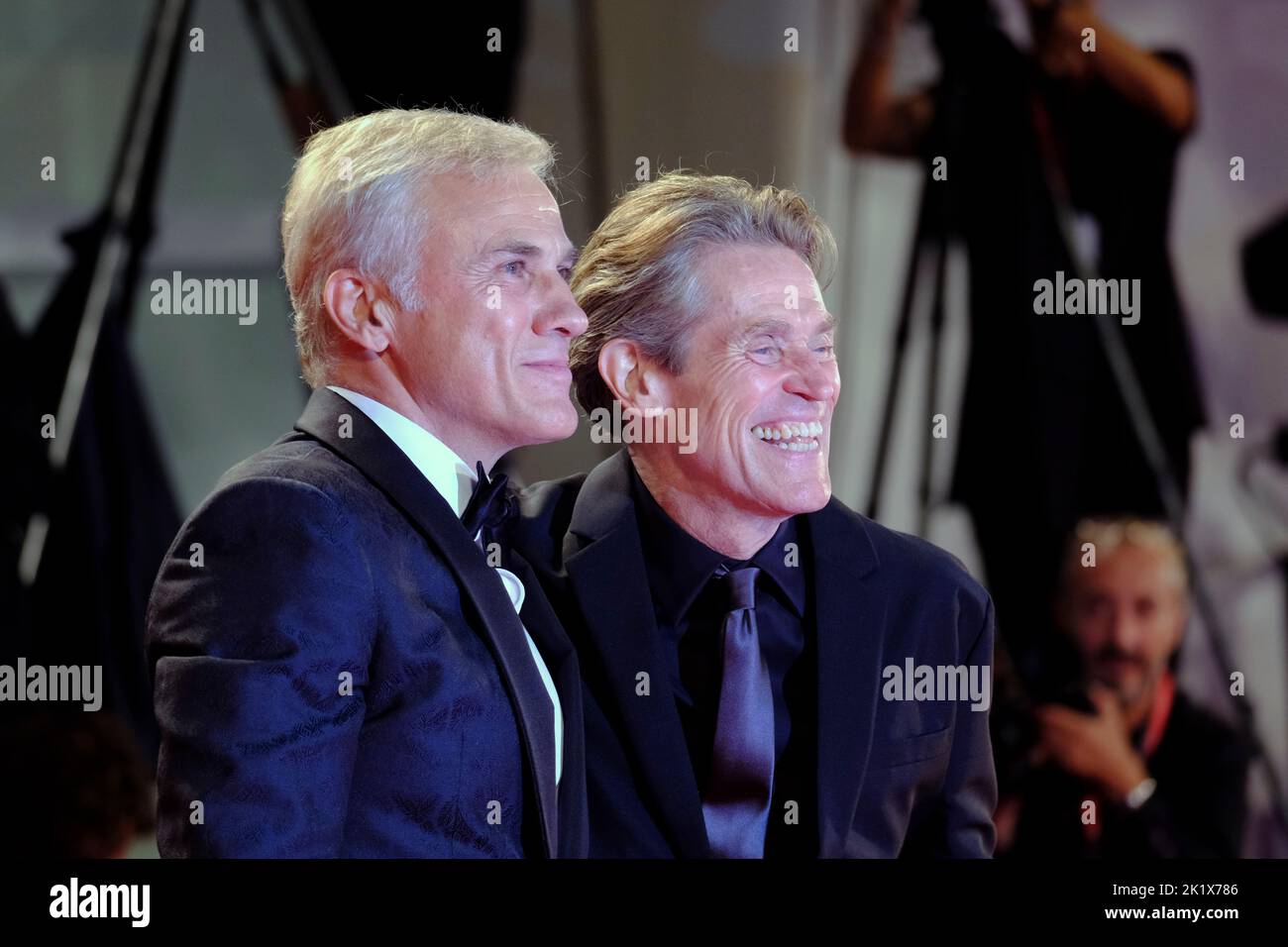 Actor Christoph Waltz and actor Willem Dafoe at 79th International Film Festival Stock Photo