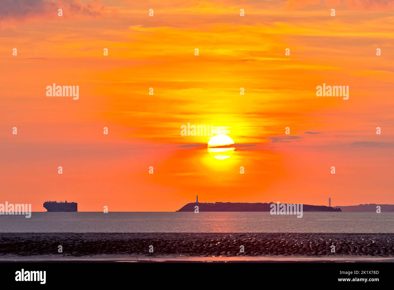 Sunset, Sand Bay, Norh Somerset Stock Photo