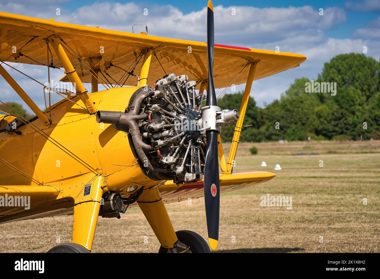 A closeup of plane propeller in background of growing trees Stock Photo Alamy