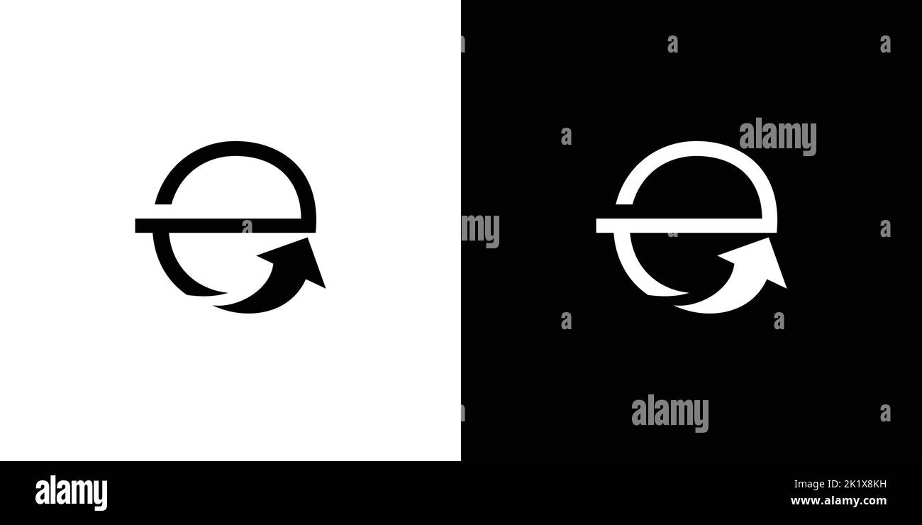 Modern and cool letter E combination direction logo design Stock Vector