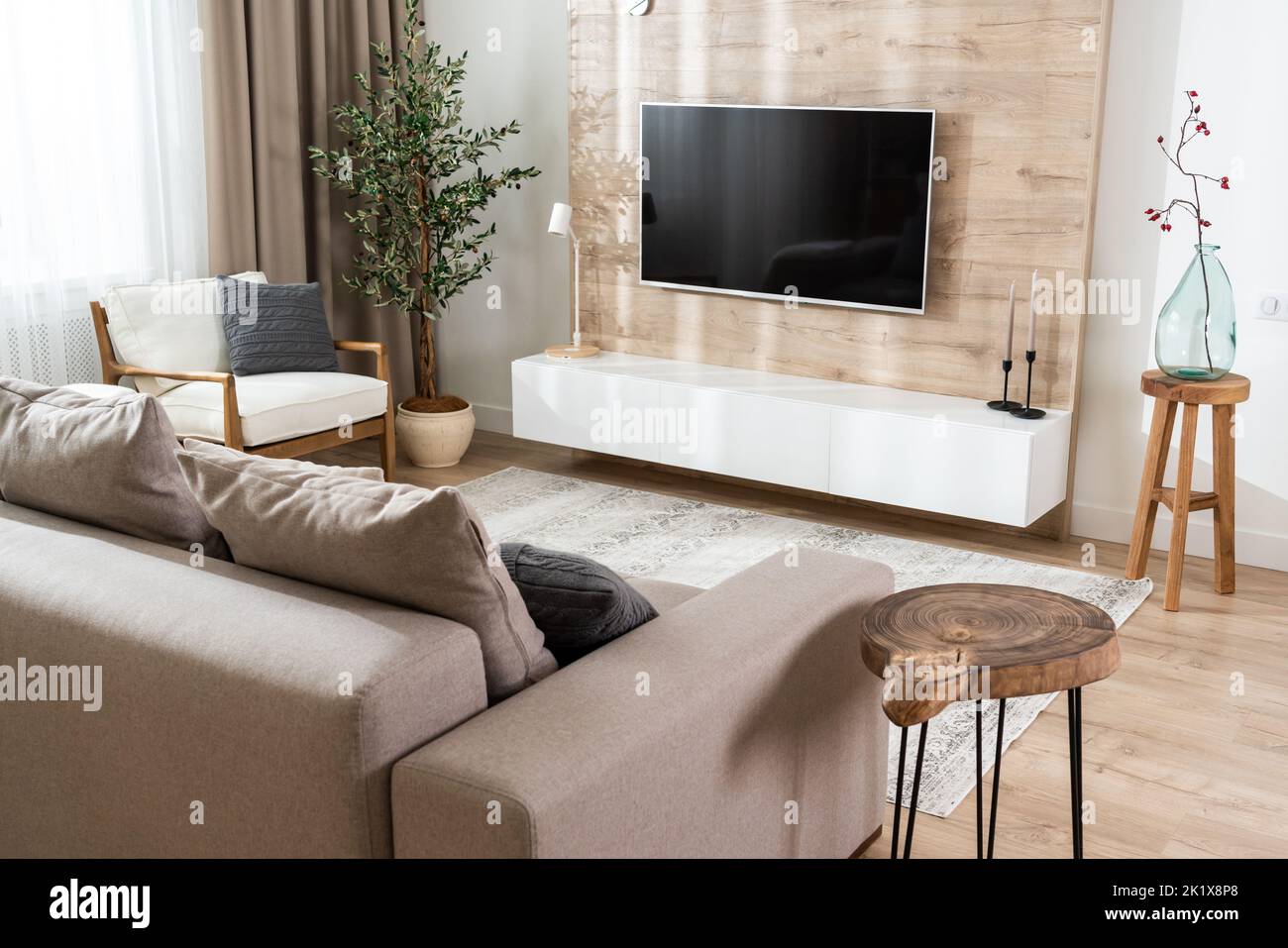 Modern living room interior in bright colors Stock Photo - Alamy
