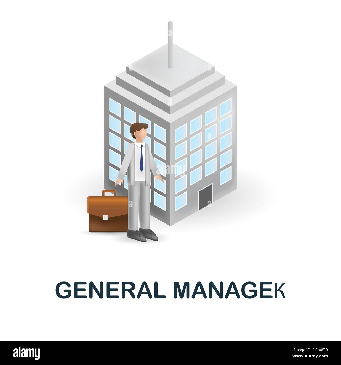 General Manager icon. 3d illustration from company management collection. Creative General Manager 3d icon for web design, templates, infographics and Stock Vector