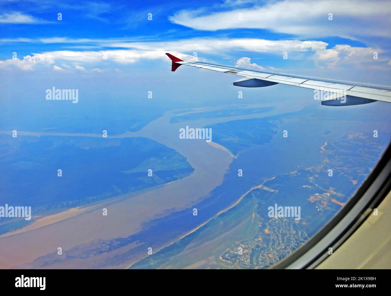 plane over Amazonas region, Brazil Stock Photo