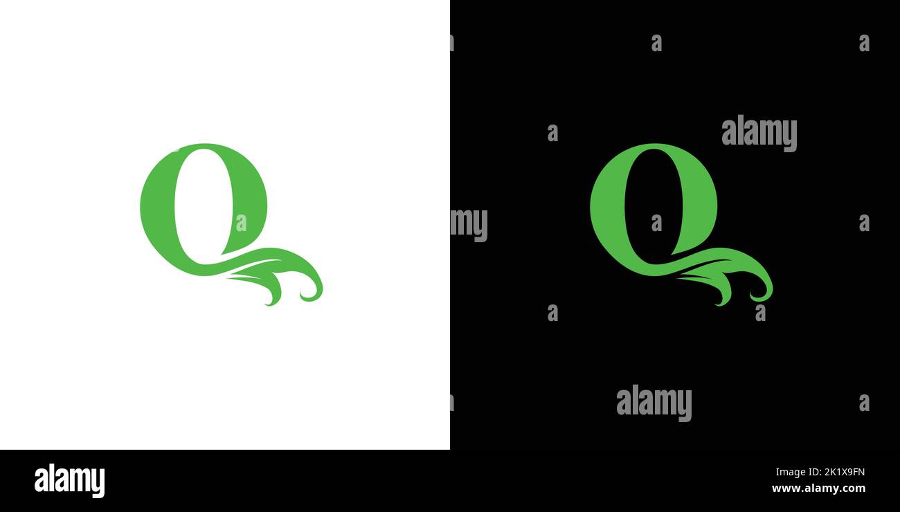 Modern and natural letter Q initials logo design Stock Vector
