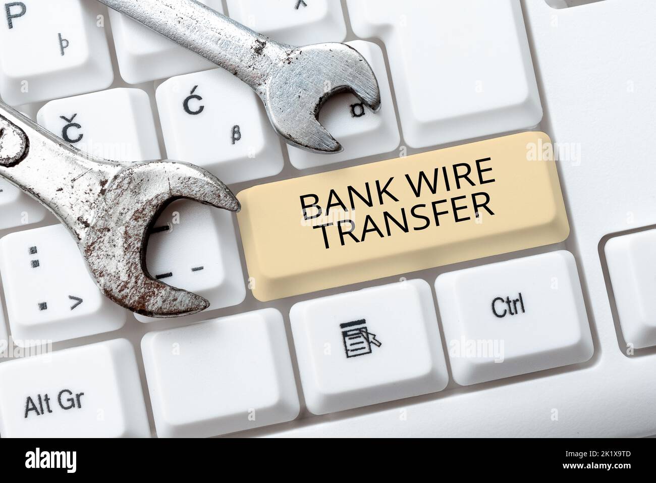 Sign displaying Bank Wire TransferElectronic transfer of money through banks. Conceptual photo