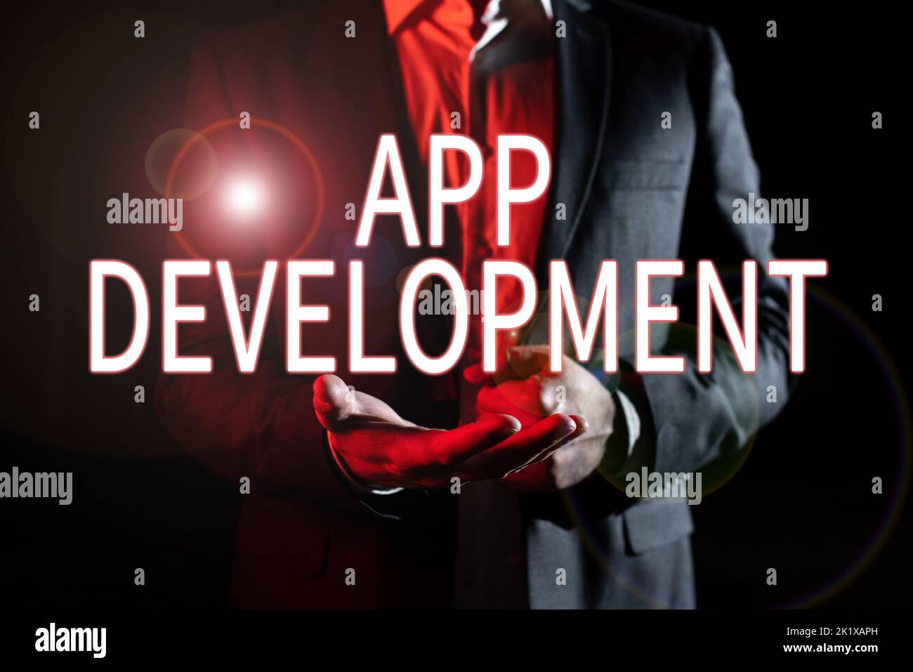 Text showing inspiration App DevelopmentDevelopment services for awesome mobile and web experiences. Business overview Development services for Stock Photo