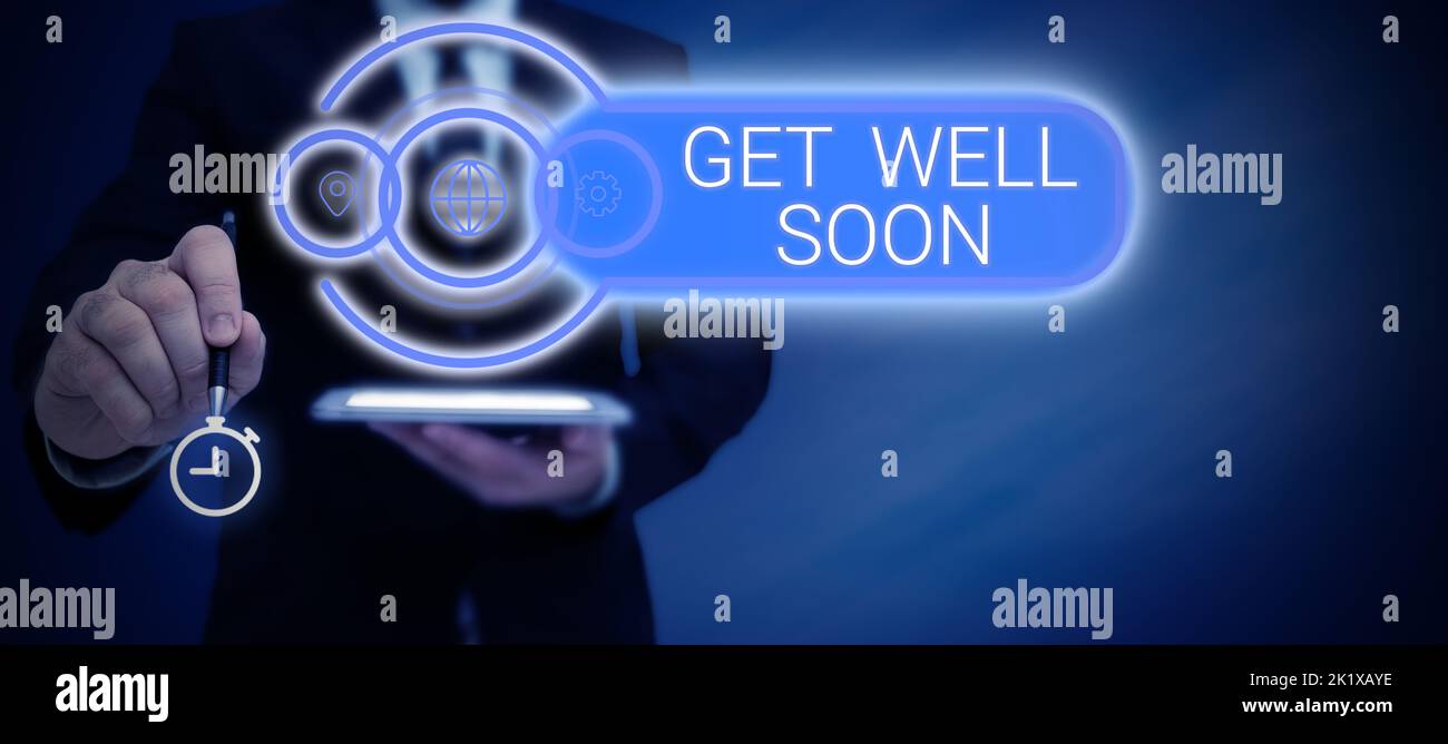 Text showing inspiration Get Well Soon. Business idea Wishing you have ...
