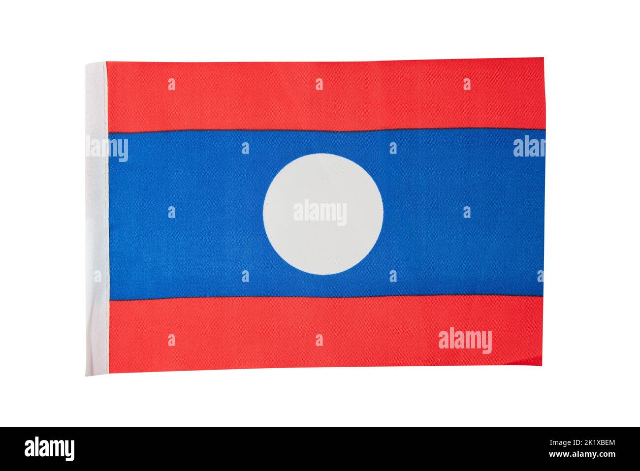Laos' national flag isolated over white background Stock Photo