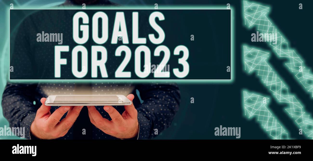 Sign displaying Goals For 2023The following things you want to have and