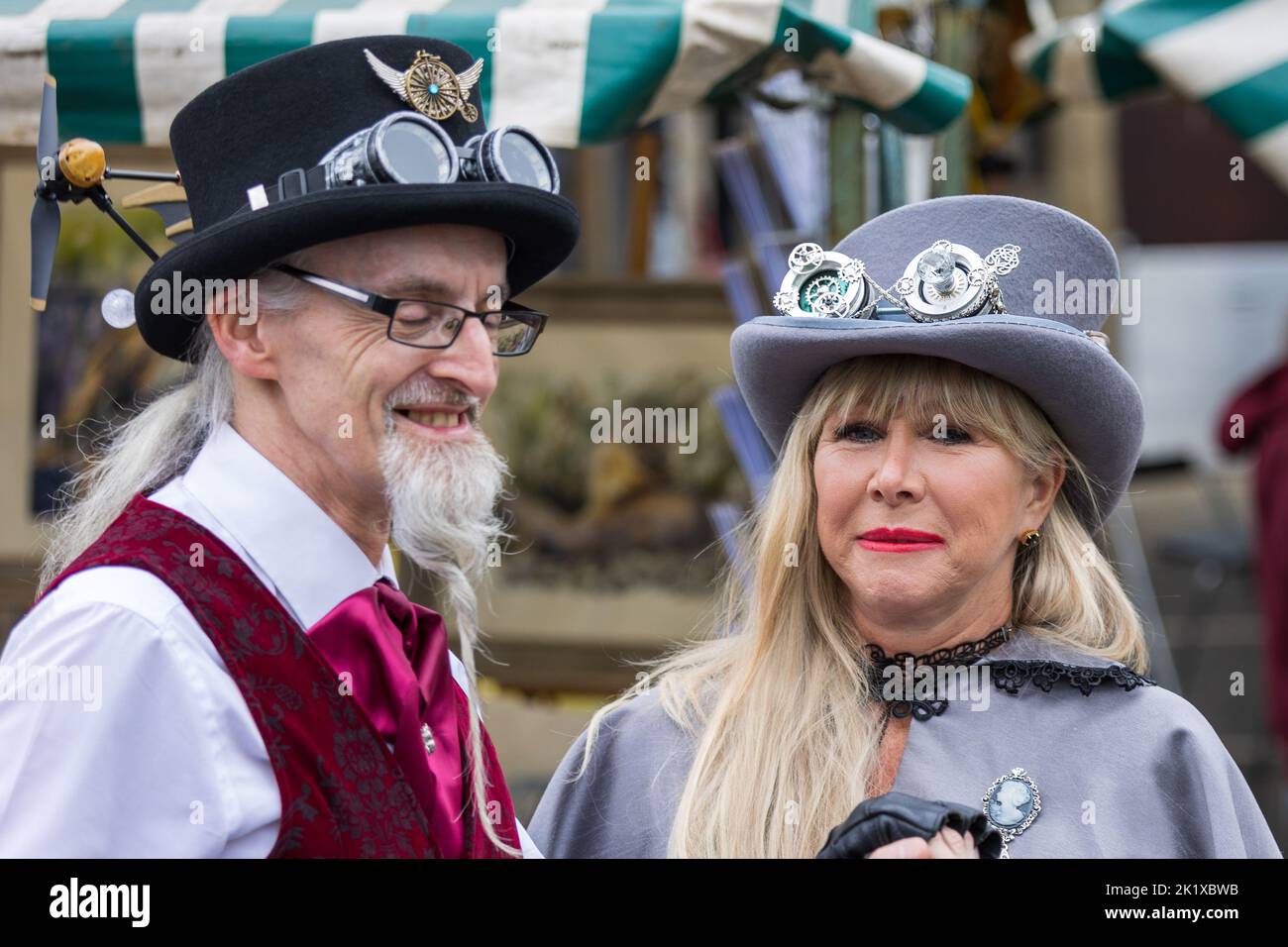 Colourful characters at Hebden Bridge Steam Punk weekend Stock Photo