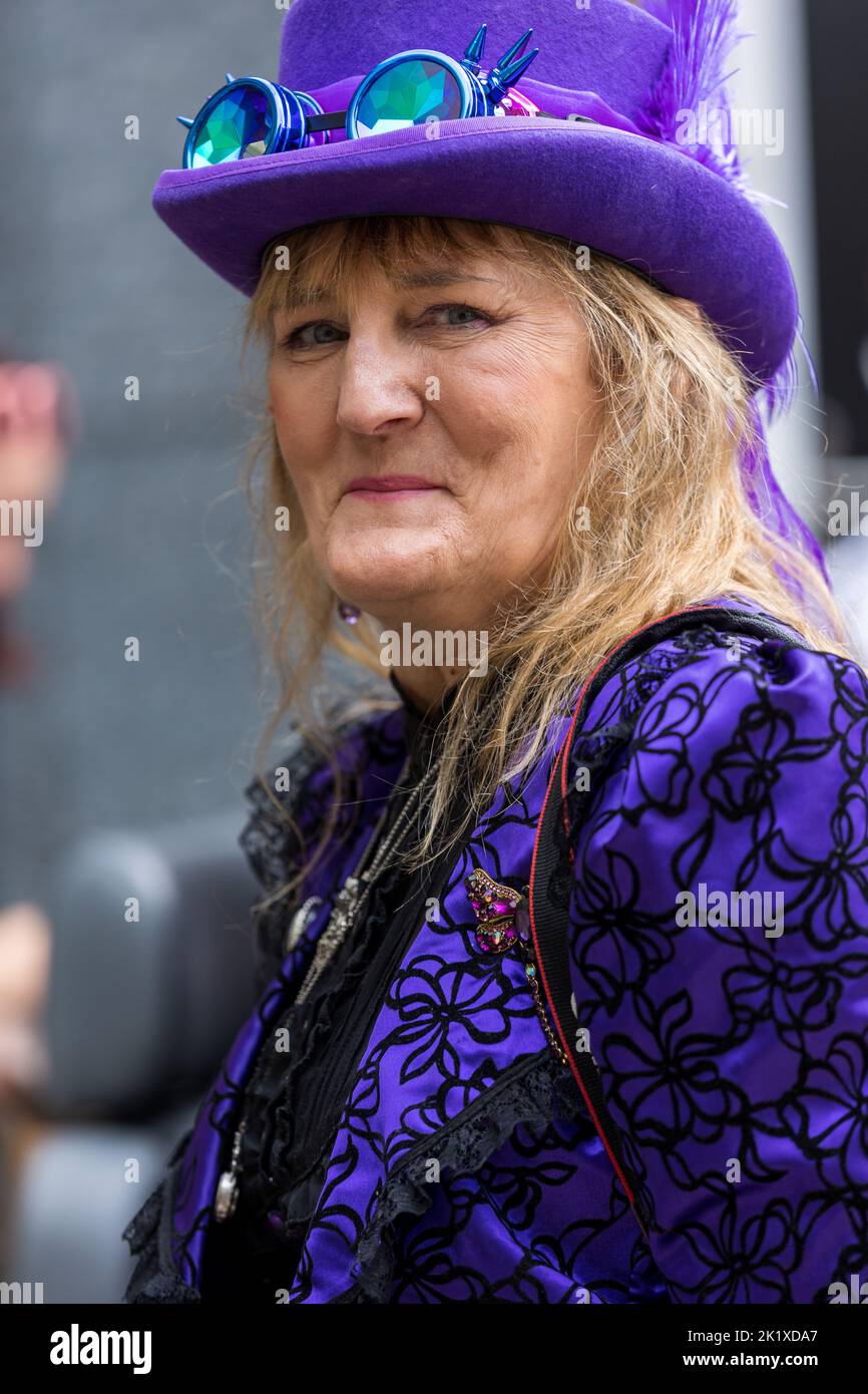 Colourful characters at Hebden Bridge Steam Punk weekend Stock Photo