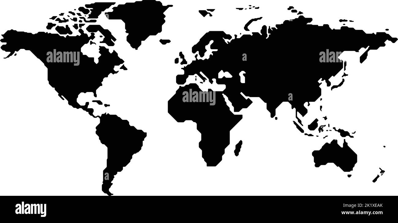 World Map. Black and white stylized vector world map Stock Vector Image