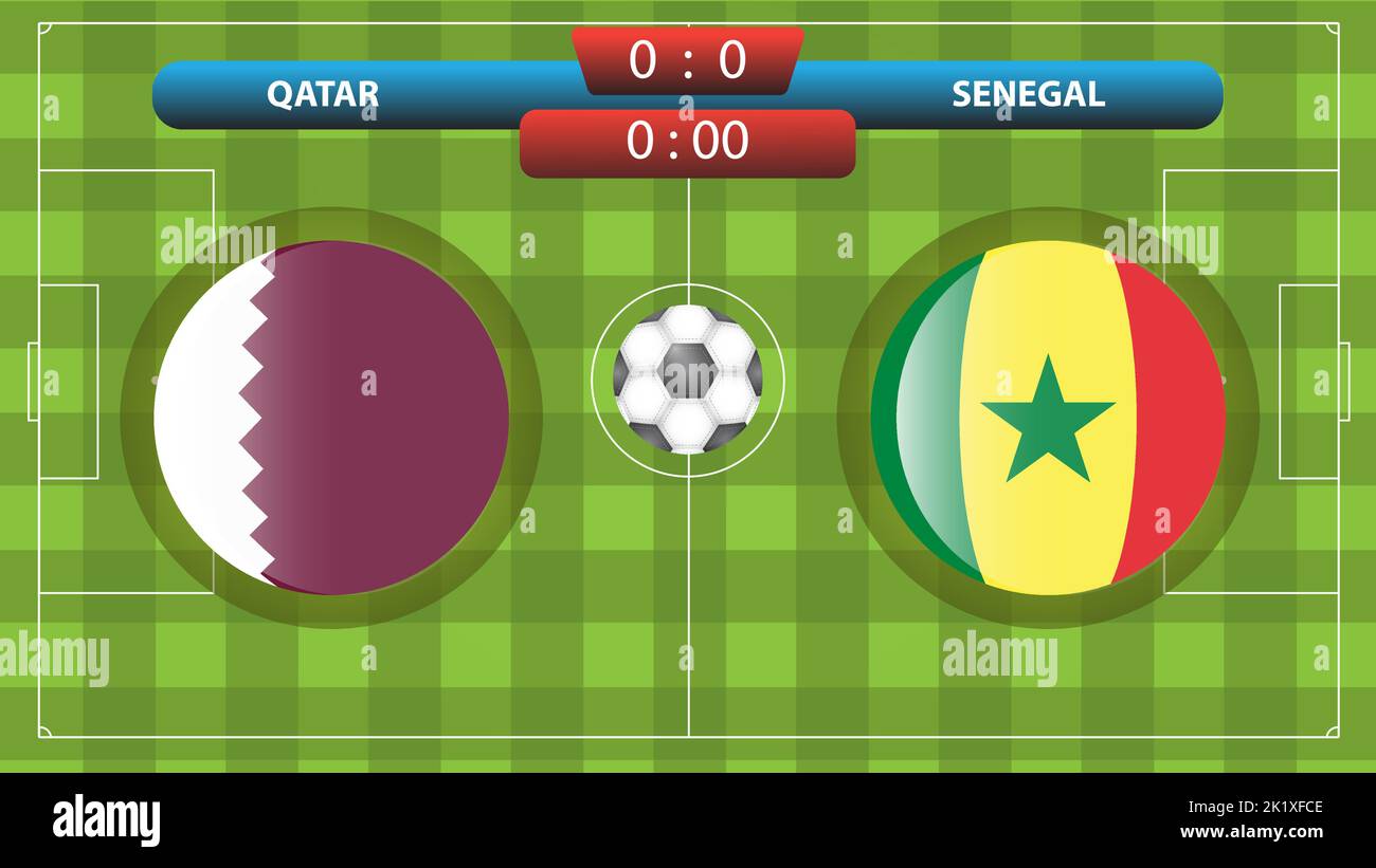 Qatar vs Senegal scoreboard template for soccer competition. Vector ...