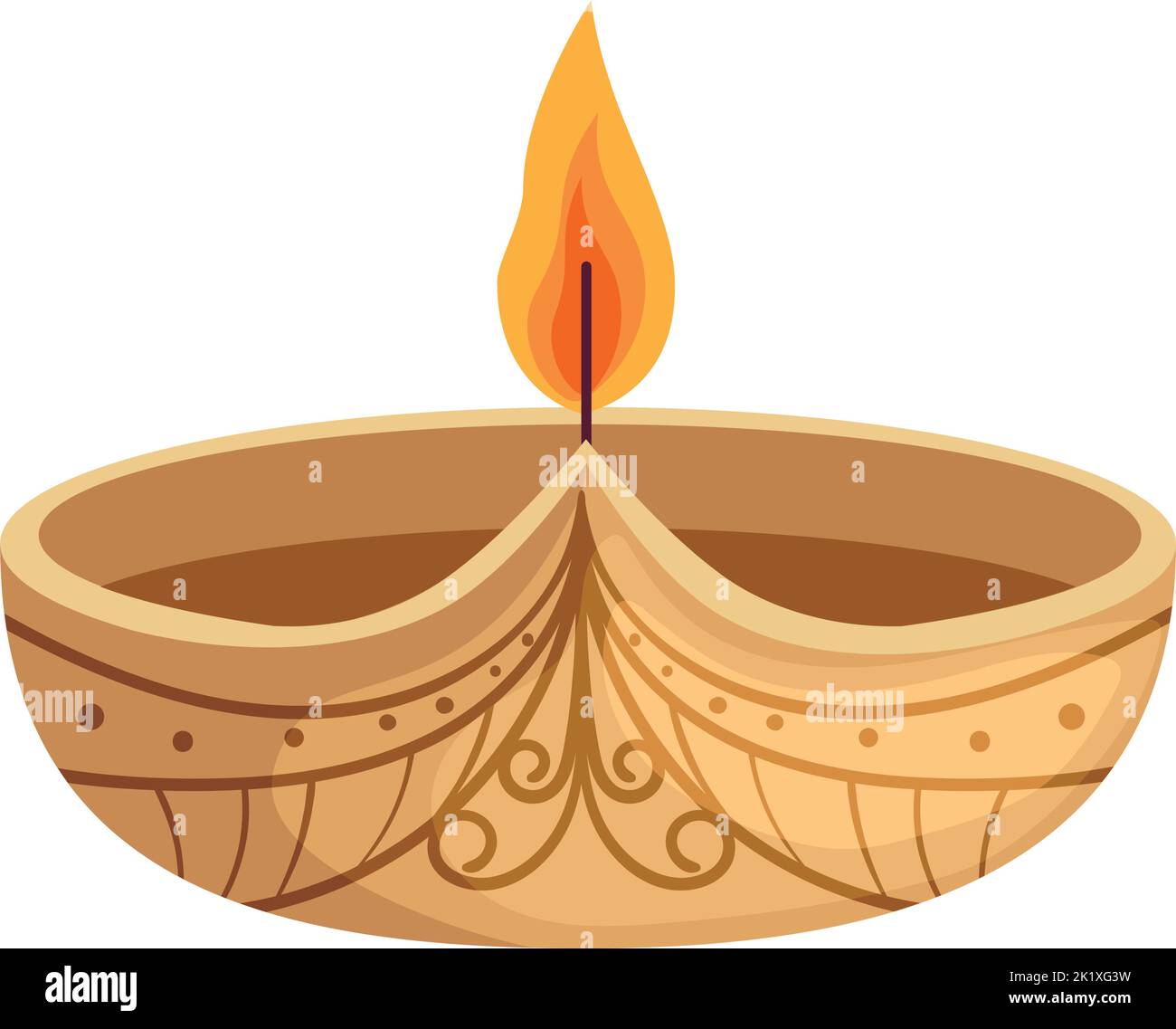 wooden diwali lamp Stock Vector