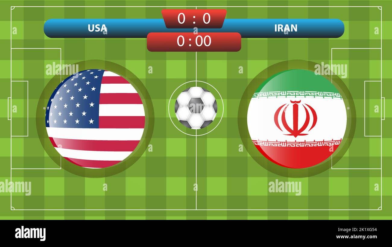 modelo de transmissão de placar iran vs estados unidos para torneio de  futebol esportivo 2022 e ilustração vetorial de campeonato de futebol  11087523 Vetor no Vecteezy