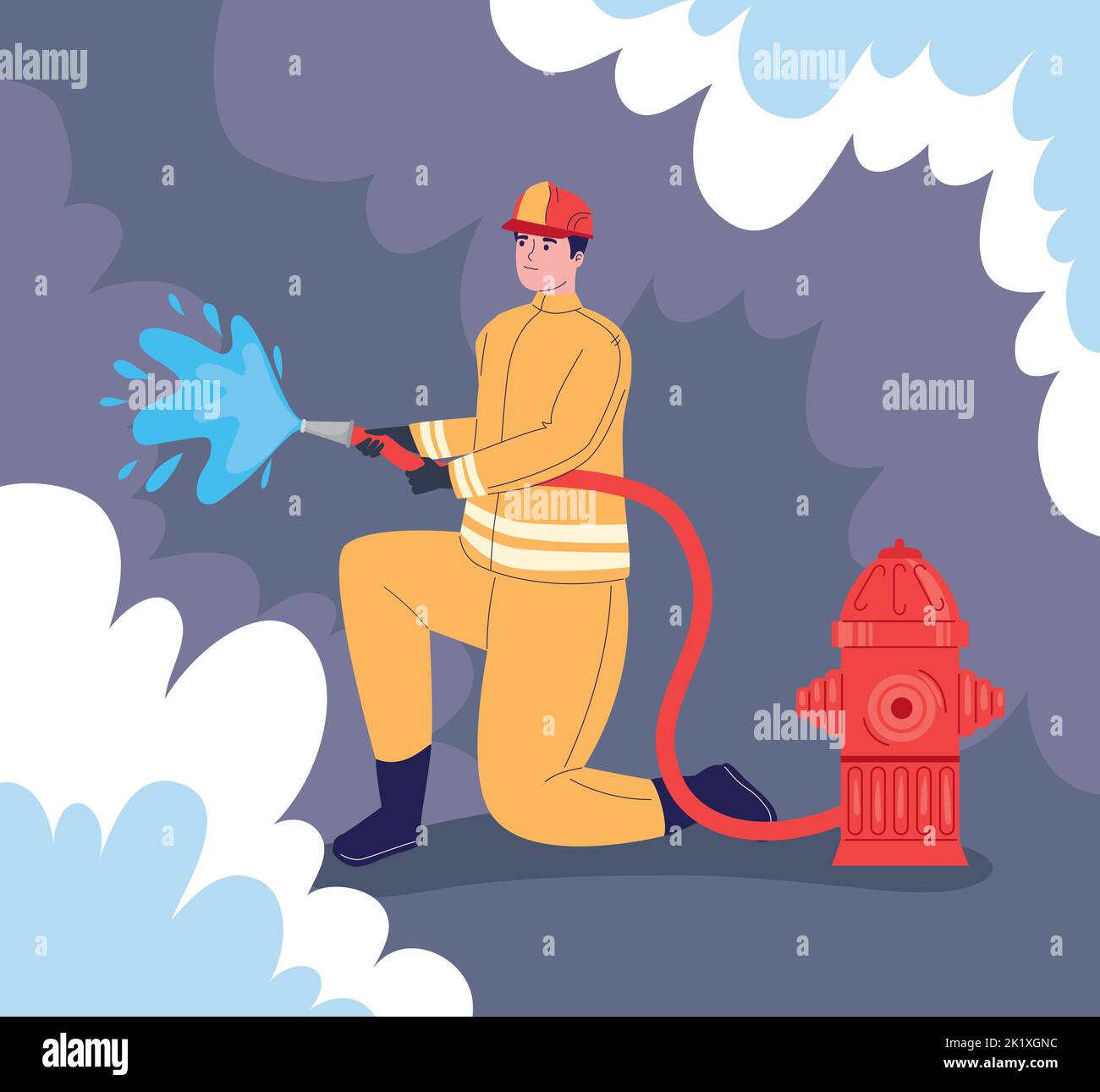 Fireman with hose in hydrant Stock Vector Image & Art - Alamy