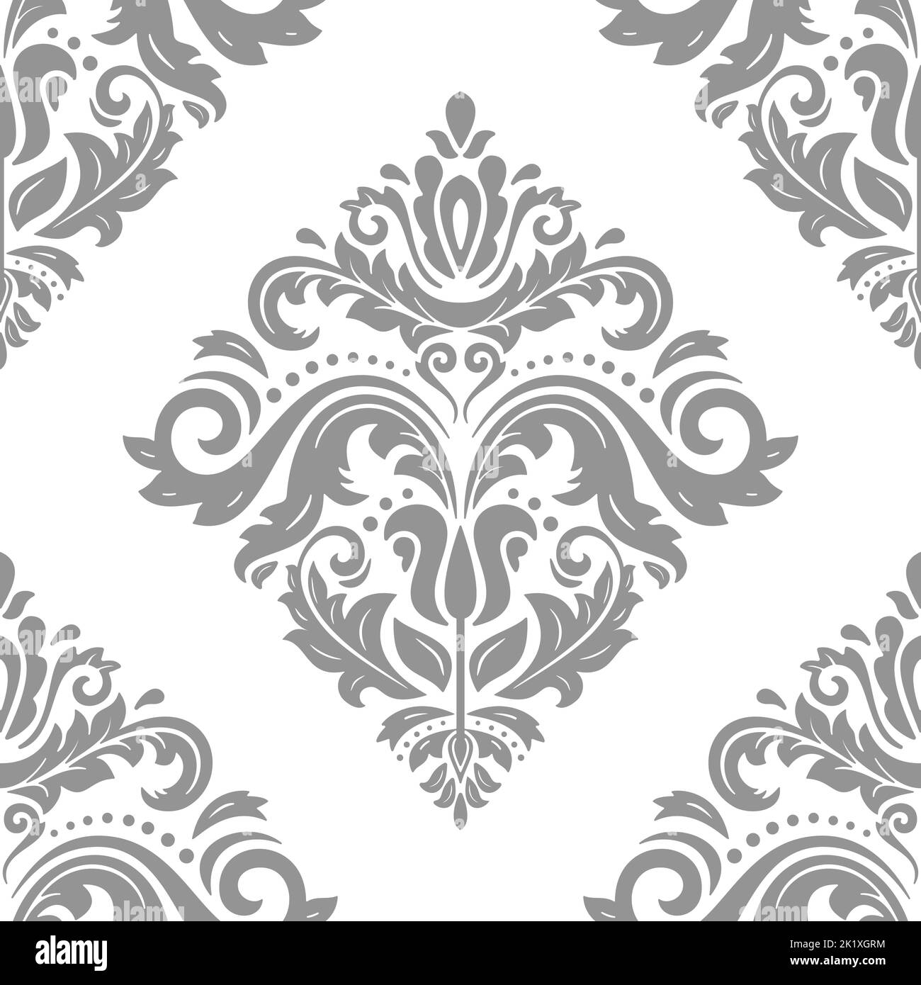 Orient silver and white vector classic pattern. Seamless abstract ...