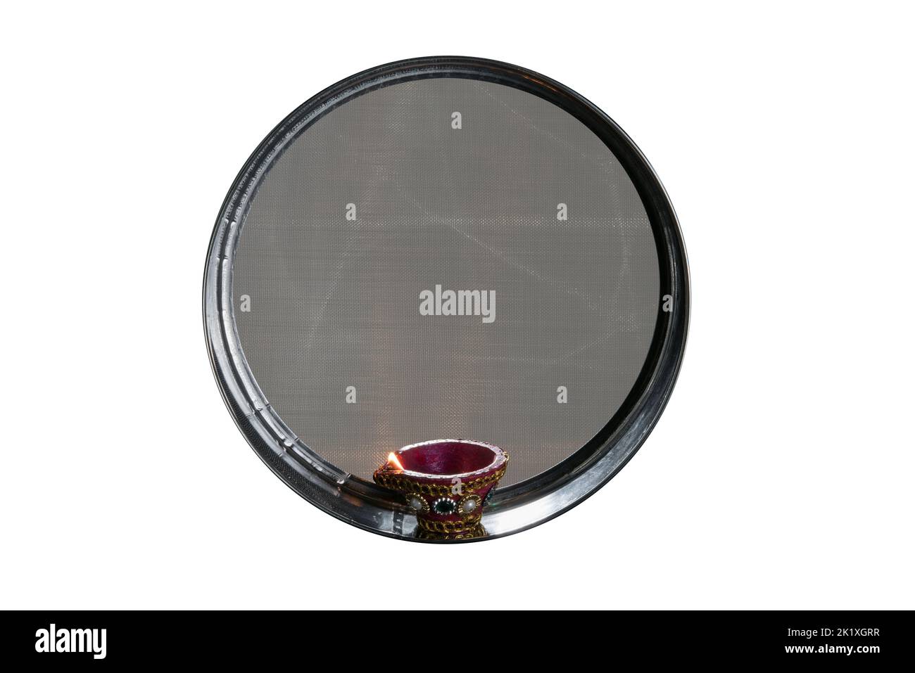 Karwa Chauth strainer and Diya oil lamps for the Karwa Chauth