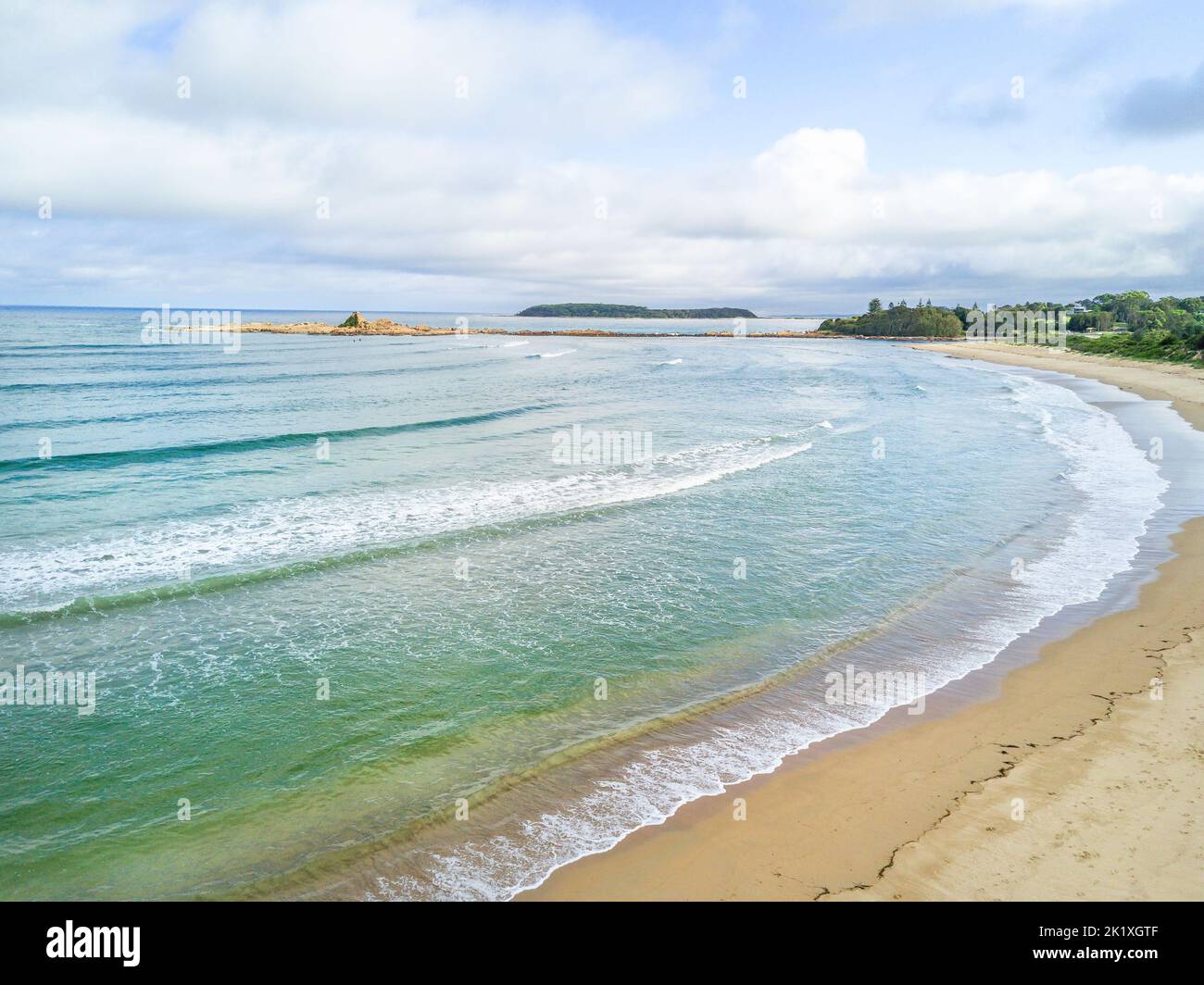Scenic beach views to Mossy Point Australia with pretty sky with soft