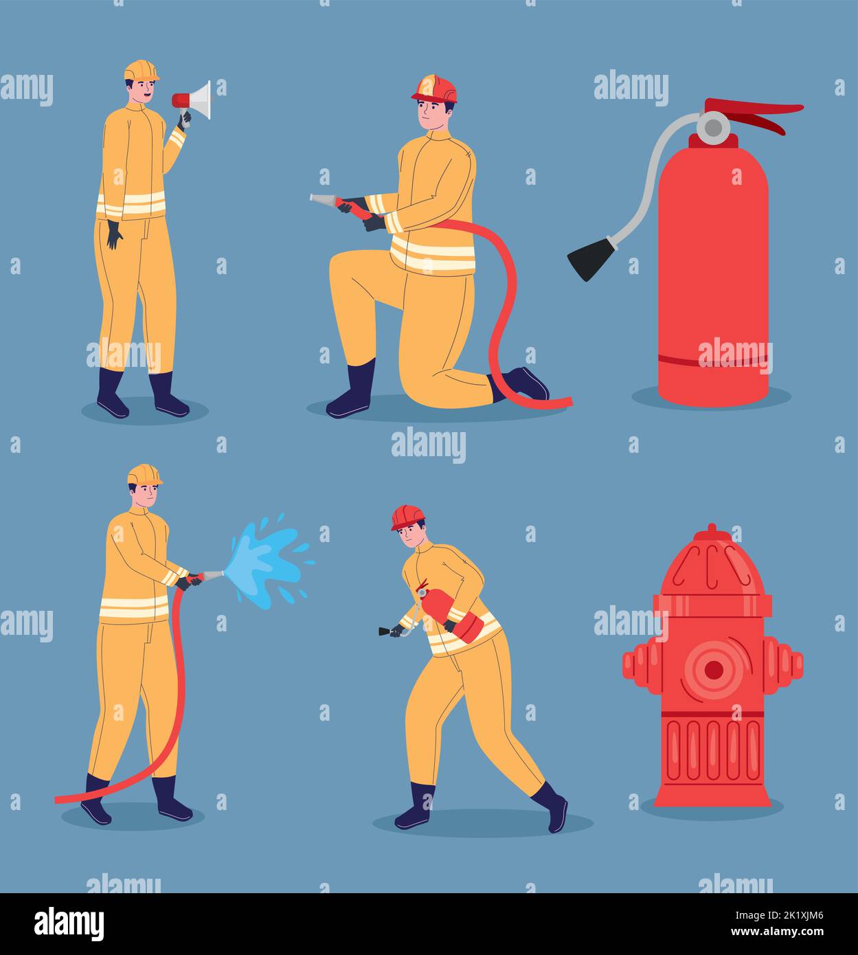 firefighters with extinguisher and hydrant Stock Vector Image & Art - Alamy