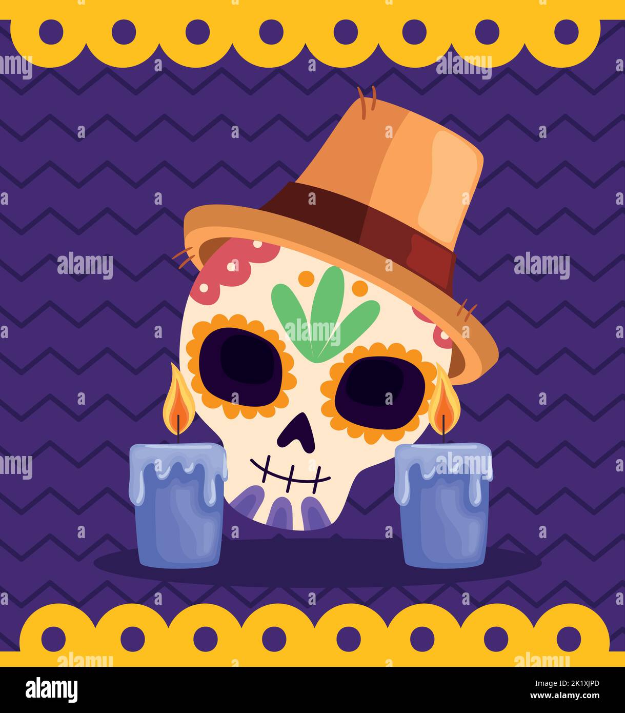 dia de los muertos postcard Stock Vector