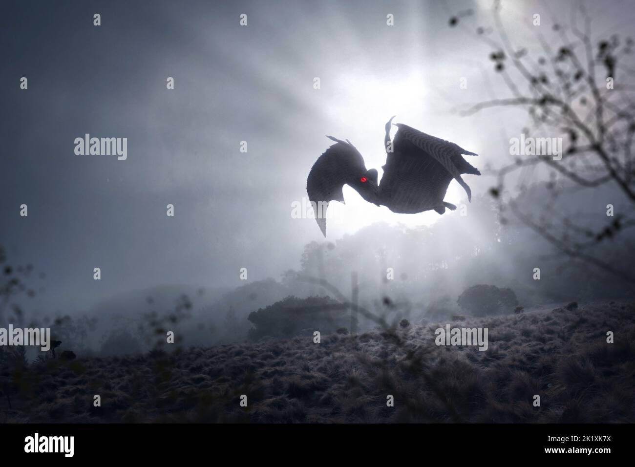 Bats flying in the sky with a night scene background. Halloween concept Stock Photo