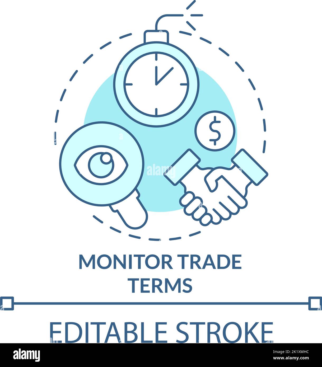 Monitor trade terms turquoise concept icon Stock Vector